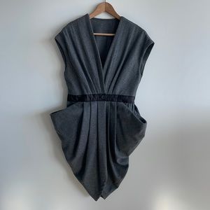 Gray Wool Vest Peplum Overcoat With Pockets Size Small